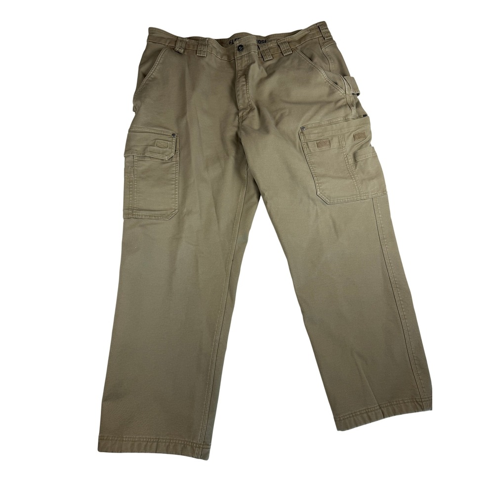 Duluth Trading Co Flex Fire Hose Fleece Lined Cargo Pants Khaki Tan 46x32